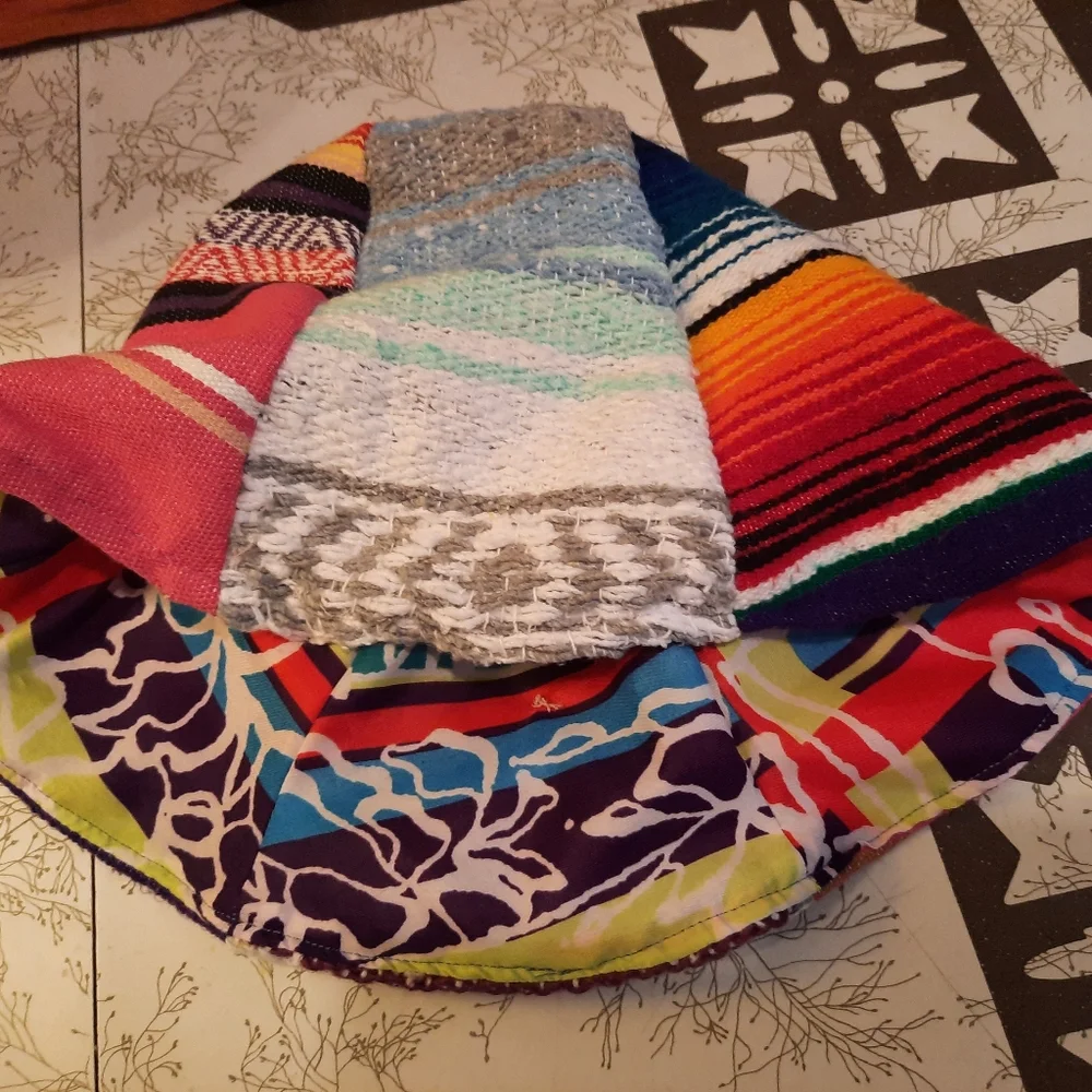 XL serape blanket scrap flop Hat handmade